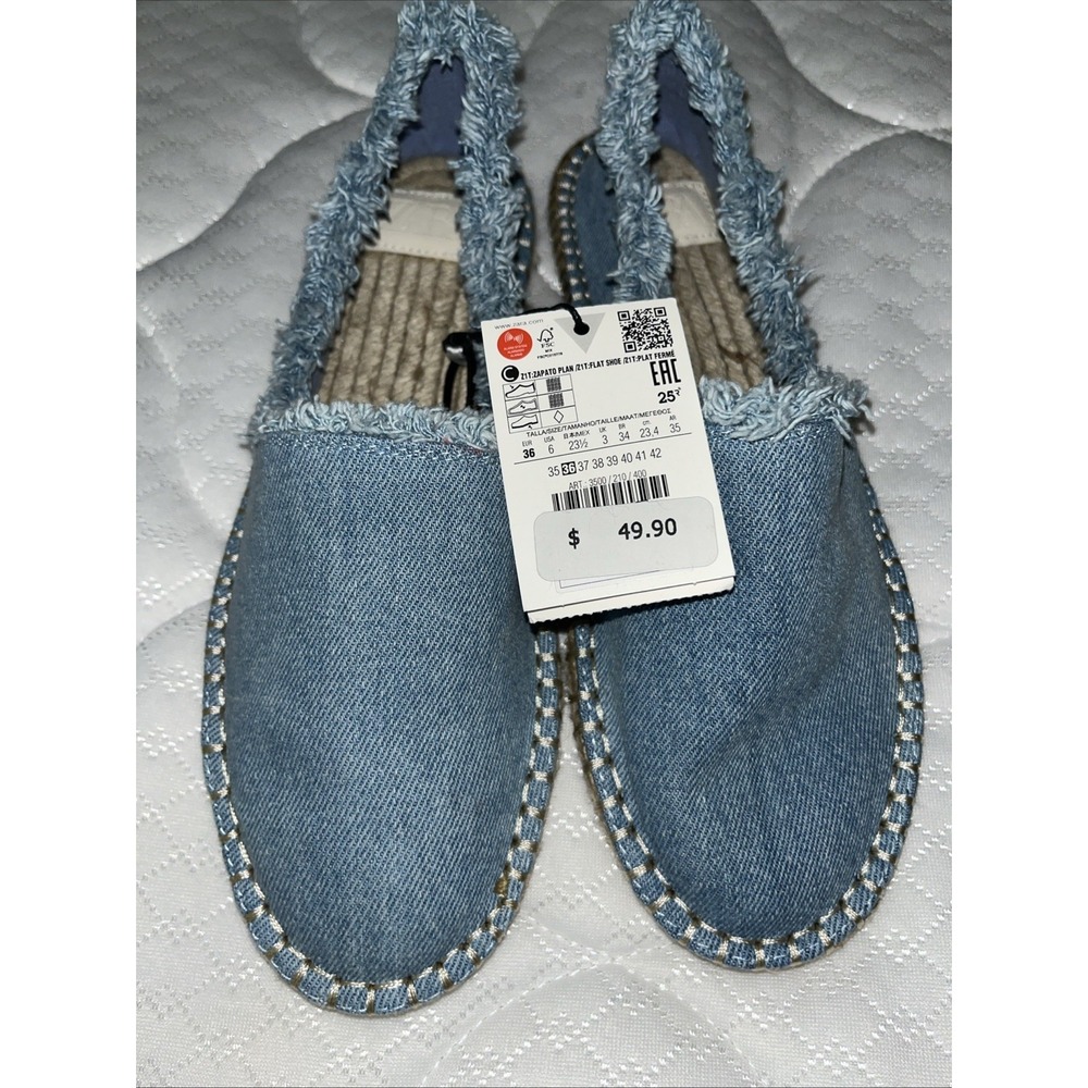 ZARA Women's Shoes Size EUR 36/US 6 Blue Jean‎ Color Slip Ons New